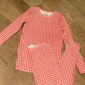 Red Gingham Kids Long-Sleeve Pajama Set